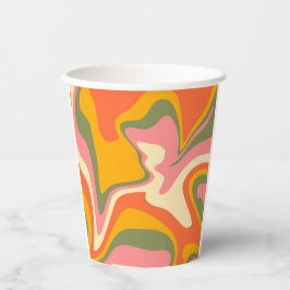 Groovy Liquified Marble Retro 60s  Partij Papieren Bekers