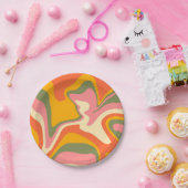Groovy Liquified Marble Retro 60s Partij Papieren Bordje (Feest)