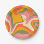 Groovy Liquified Marble Retro 60s  Partij Papieren Bordje (Voorkant)