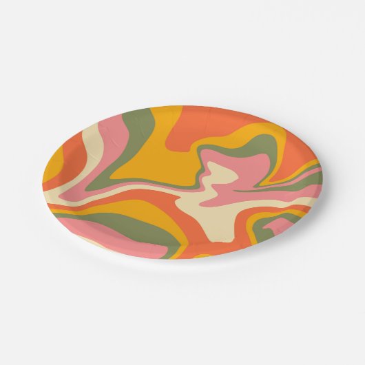 Groovy Liquified Marble Retro 60s  Partij Papieren Bordje (Gekanteld)