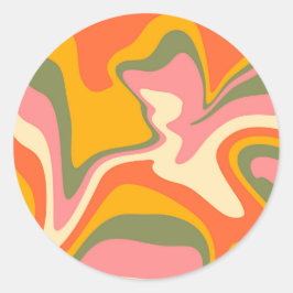 Groovy Liquified Marble Retro 60s  Partij Ronde Sticker