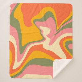 Groovy Liquified Marble Retro 60s  Partij Sherpa Deken