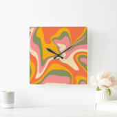 Groovy Liquified Marble Retro 60s  Partij Vierkante Klok (Huis)