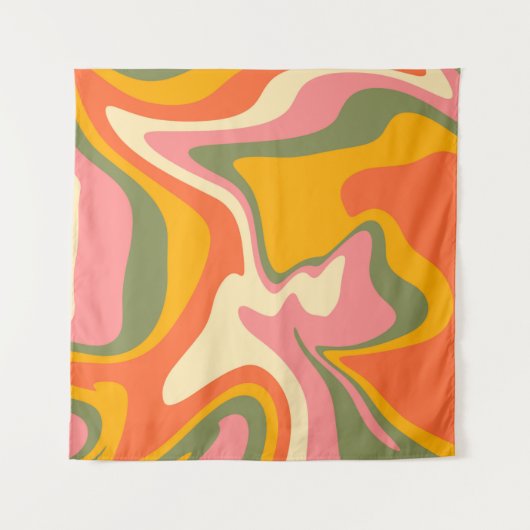 Groovy Liquified Marble Retro 60s  Partij Wandkleed (Voorkant (horizontaal))