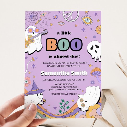Groovy Little Boo Baby Shower  Kaart