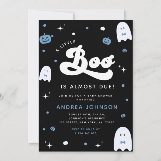 Groovy Little Boo Boy Halloween Baby shower Ghost Kaart (Voorkant)