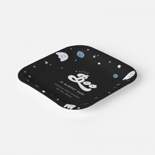 Groovy Little Boo Boy Halloween Baby shower Ghost Papieren Bordje (Gebogen)