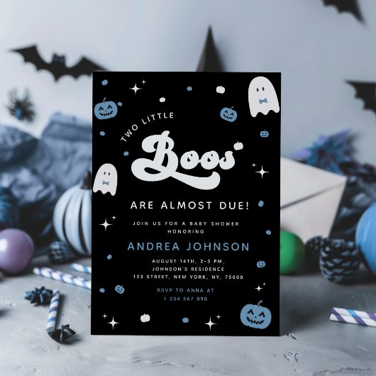 Groovy Little Boo Boy TWINS Halloween Baby shower Kaart