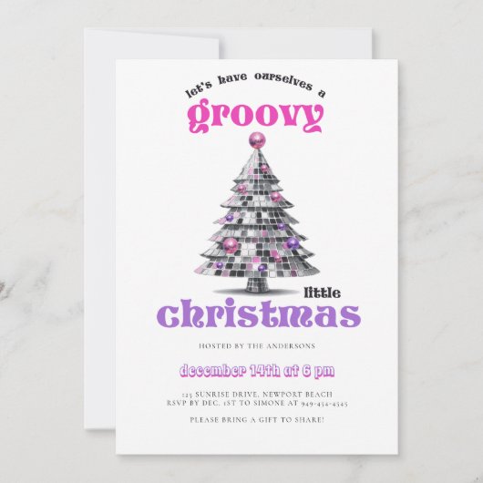 Groovy Little Christmas Disco Ball Christmas Party Kaart (Voorkant)