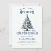 Groovy Little Christmas Disco Blauw Kerstfeest Kaart (Voorkant)