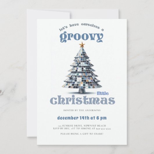 Groovy Little Christmas Disco Blauw Kerstfeest Kaart (Voorkant)
