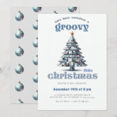 Groovy Little Christmas Disco Blauw Kerstfeest Kaart (Voorkant / Achterkant)
