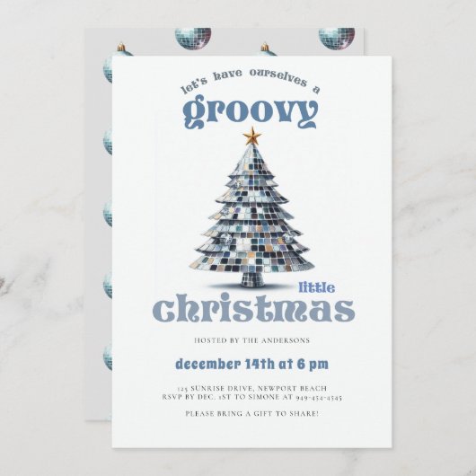 Groovy Little Christmas Disco Blauw Kerstfeest Kaart (Voorkant / Achterkant)