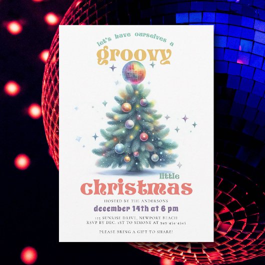 Groovy Little Christmas Disco Hip Christmas Party Kaart