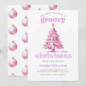 Groovy Little Christmas Disco Pink Christmas Party Kaart (Voorkant / Achterkant)
