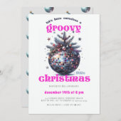 Groovy Little Christmas Disco Roze Kerstfeest Kaart (Voorkant / Achterkant)
