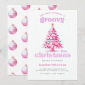 Groovy Little Christmas Pink Disco Christmas Party Kaart (Voorkant / Achterkant)
