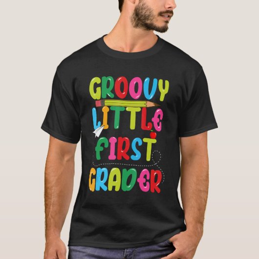 Groovy Little First Grader  First Day Of School Fo T-shirt (Voorkant)