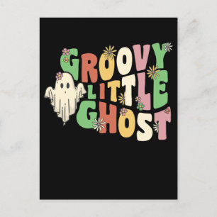 Groovy Little Ghost met  Flowers Halloween Feestdagenkaart