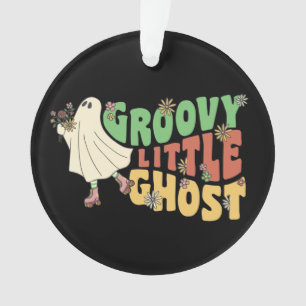 Groovy Little Ghost met Flowers Halloween Ornament
