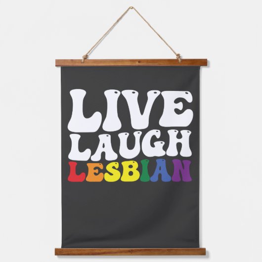 Groovy Live Lach Lesbische LGBT Pride Hangend Wandkleed (Voorkant)