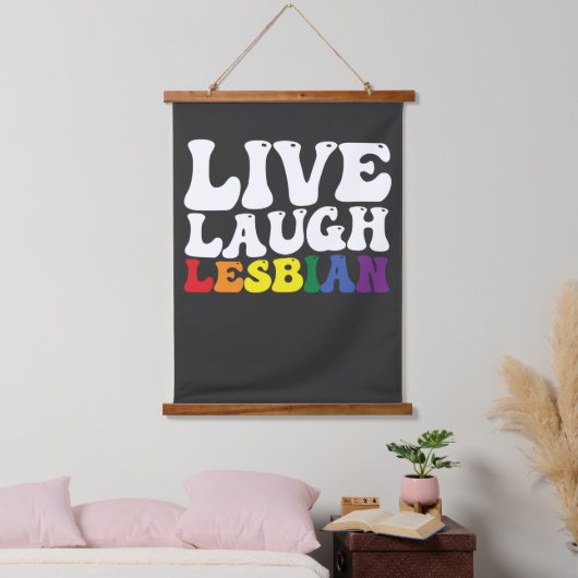 Groovy Live Lach Lesbische LGBT Pride Hangend Wandkleed (Slaapkamer)