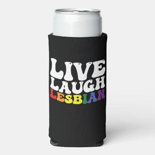 Groovy Live Lach Lesbische LGBT Pride Seltzer Blikjeskoeler (Seltzer Voorkant)