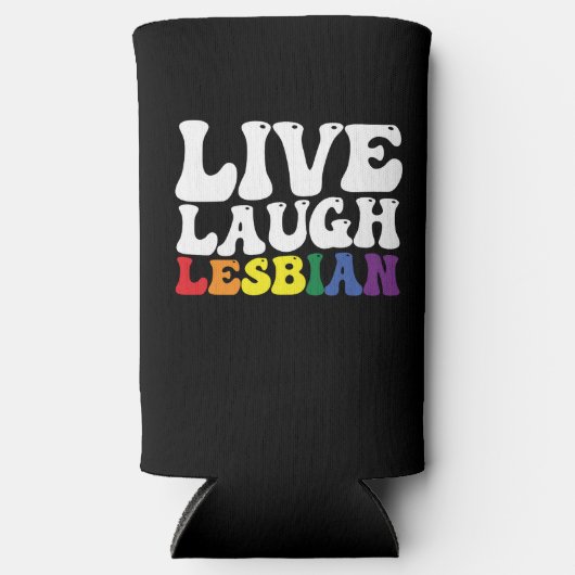 Groovy Live Lach Lesbische LGBT Pride Seltzer Blikjeskoeler (Voorkant)
