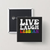 Groovy Live Lach Lesbische LGBT Pride Vierkante Button 5,1 Cm (Voorkant /achterkant)