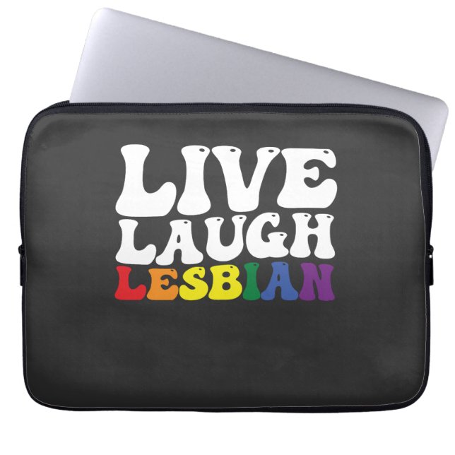 Groovy Live Laugh Lesbisch LGBT Pride Laptop Sleeve (Voorkant)