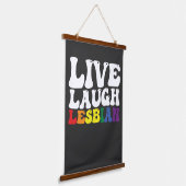 Groovy Live Laugh Lesbische LGBT Pride Hangend Wandkleed (Gebogen)