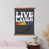 Groovy Live Laugh Lesbische LGBT Pride Hangend Wandkleed (Slaapkamer)