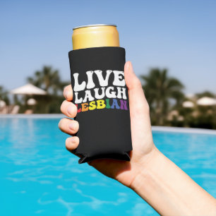 Groovy Live Laugh Lesbische LGBT Pride Seltzer Blikjeskoeler