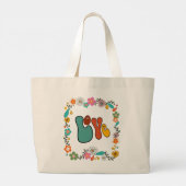 Groovy LOVE bloemkracht 70 geïnspireerd Grote Tote Bag (Achterkant)