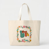 Groovy LOVE bloemkracht 70 geïnspireerd Grote Tote Bag (Voorkant)
