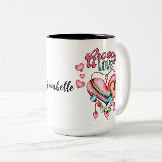Groovy Love Hearts Coffee 15 oz Mok (Voorkant rechts)