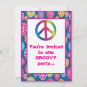 Groovy Love Peace Birthday Party Invitations 1960 Kaart (Achterkant)