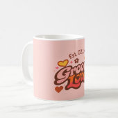Groovy Love Personalized Valentine’s Gift Retro Koffiemok (Voorkant links)