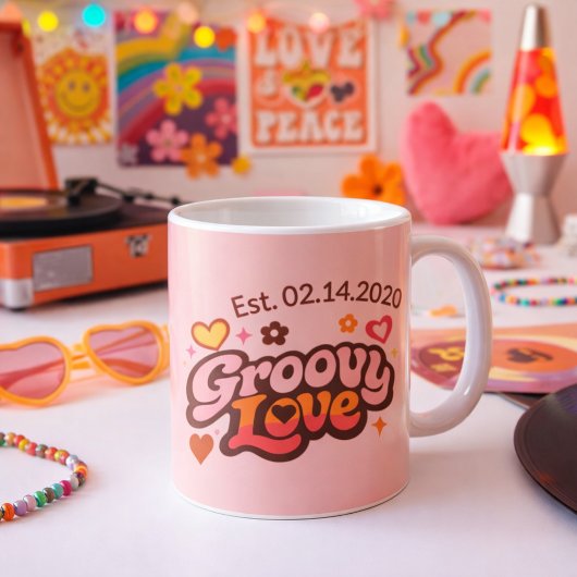 Groovy Love Personalized Valentine’s Gift Retro Koffiemok