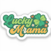Groovy Lucky Mama Clover Retro 70s Bloemsticker Sticker (Voorkant)