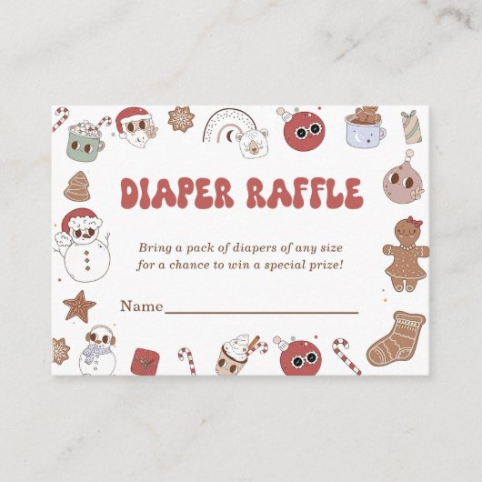 Groovy Luier Raffle Kerstmis Santa Baby shower Informatiekaartje (Voorkant)