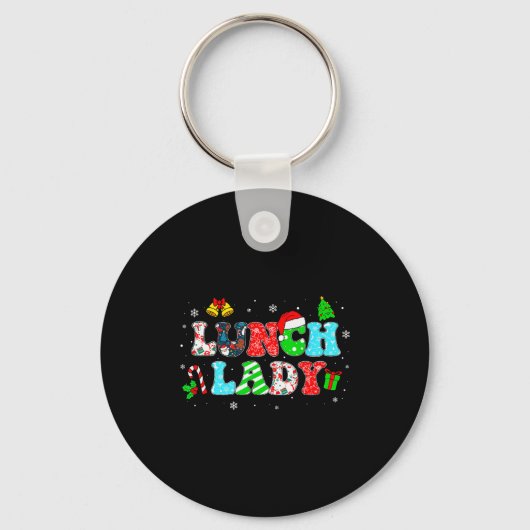 Groovy Lunch Lady Christmas Matching Xmas Lunch La Sleutelhanger (Voorkant)