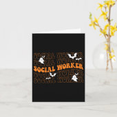 Groovy Maatschappelijk Werker Ghost Halloween Scho Kaart (Gele Bloem)