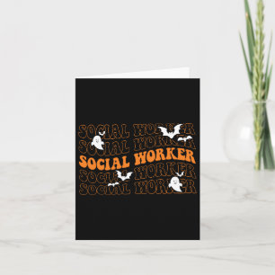 Groovy Maatschappelijk Werker Ghost Halloween Scho Kaart