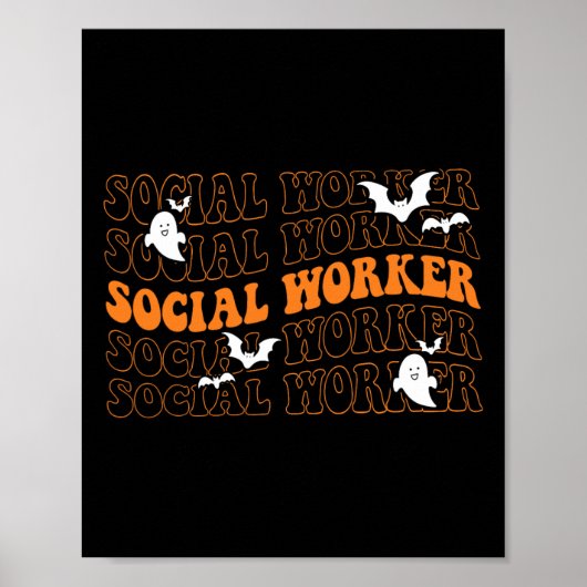 Groovy Maatschappelijk Werker Ghost Halloween Scho Poster (Voorkant)