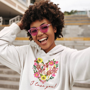 Groovy madelief roze Bloem hart Valentijnsdag Vaka Hoodie