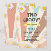 Groovy madeliefje hippie jaren 60 uitnodiging (Voorkant / Achterkant)