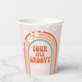 Groovy madeliefje regenboog 4de verjaardag Papiere Papieren Bekers