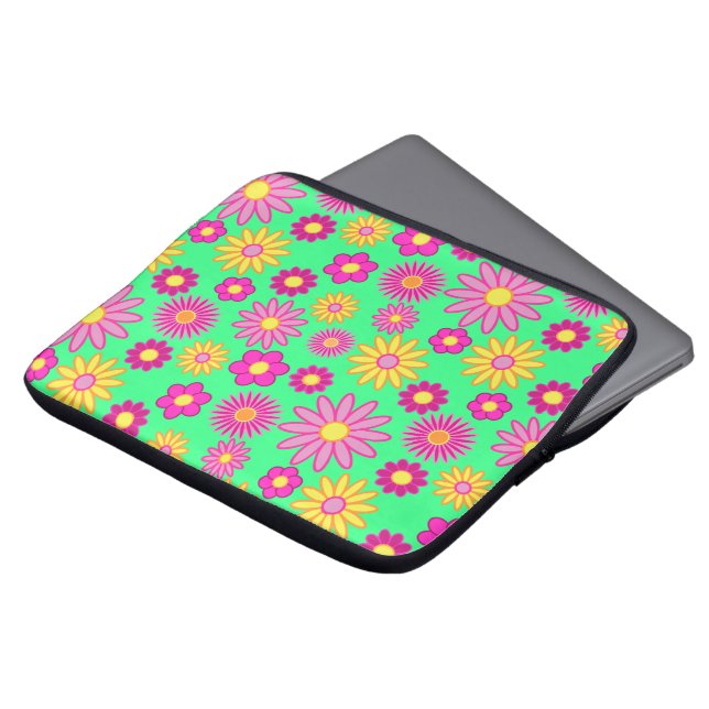 Groovy Madeliefjes Laptop Sleeve (Voorkant top)