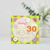 Groovy Madeliefjes/Verjaardagsfeestje in de levend Kaart (Staand voorkant)